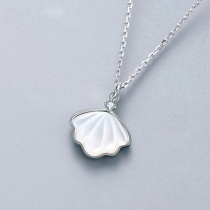 Diamond-encrusted Shellfish Necklace 2021 Women''s ins Simple Cold Style Light Luxury Niche Design Shell Clavicle Chain - Image 1