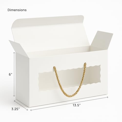 mudrit Hamper Gift Boxes with Twine Handle, Premium Packaging for Diwali, Party Favors, Weddings, Birthday, Festive Gifting, Size - 13.5 x 6 x 3.25 inches (White, Pack of 10) - Image 2