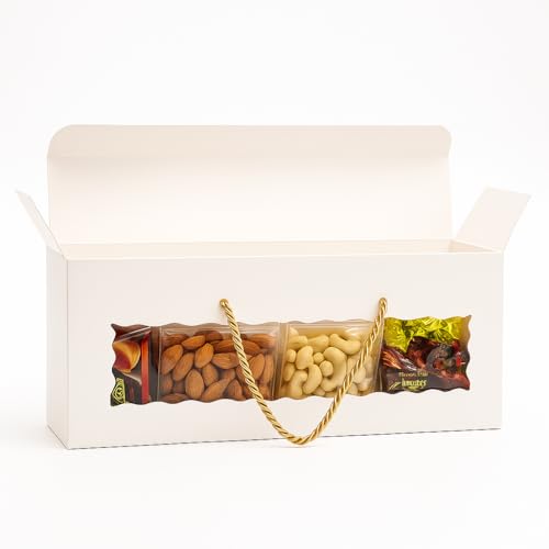 mudrit Hamper Gift Boxes with Twine Handle, Premium Packaging for Diwali, Party Favors, Weddings, Birthday, Festive Gifting, Size - 13.5 x 6 x 3.25 inches (White, Pack of 10) - Image 3