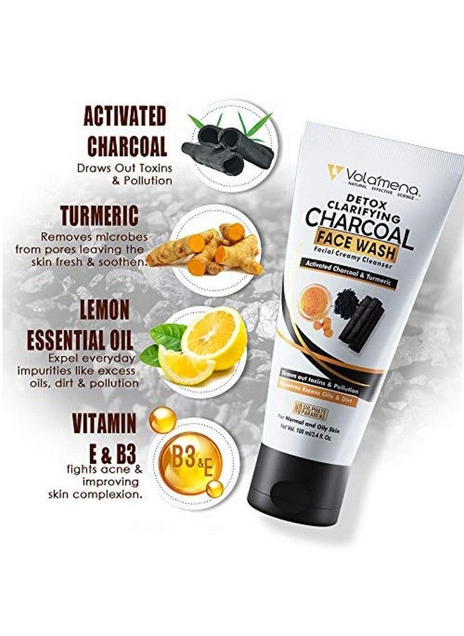 VOLAMENA WITH DEVICE - Detox Clarifying Charcoal Face Wash With Turmeric And Activated Charcoal 100 Ml 3.4 Fl Oz - Image 1