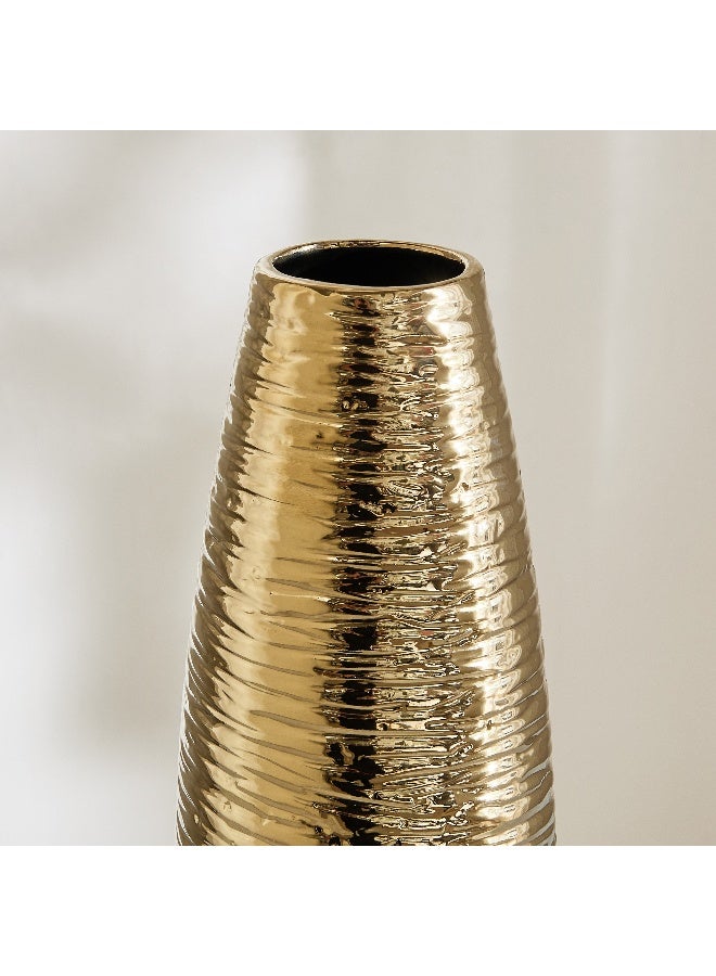 Home Box مزهرية سيراميك ذهبية ذات ملمس - 14x14x49 سم - Image 3
