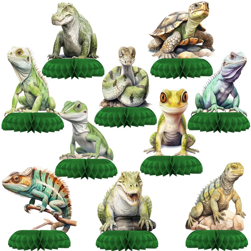 Outego Reptile Party Centerpiece Set - Reptile Honeycomb Reptile Birthday Decorations And Reptile Table Toppers For Kids' Nature-Themed Birthday And Baby Shower Table Decor - Image 1