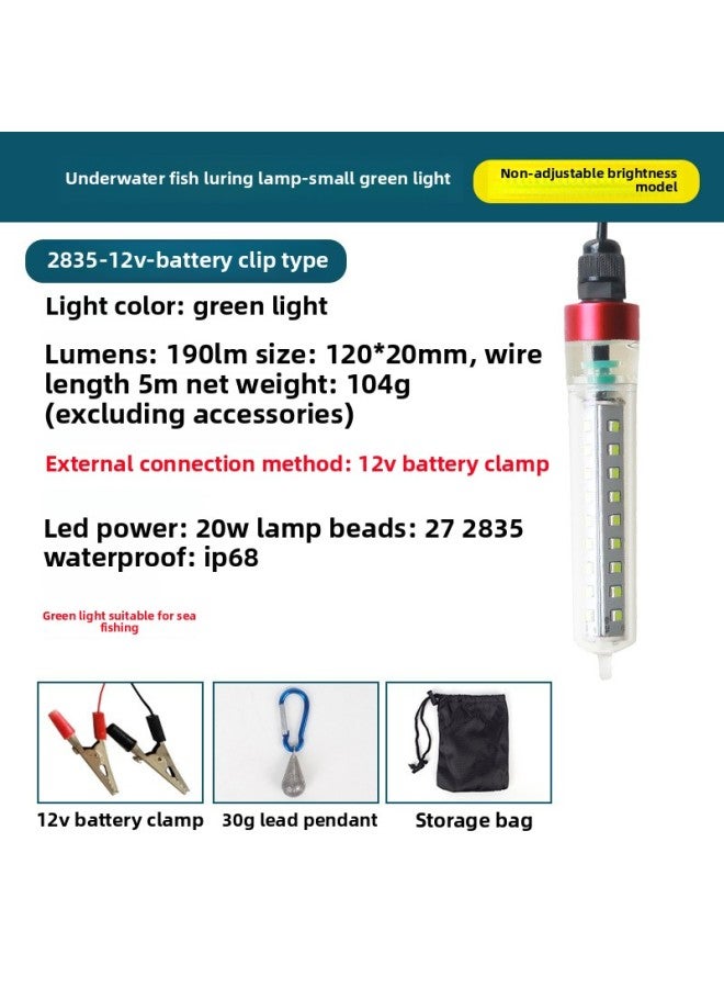 Underwater Lure Fish Lamp Poly Waterproof Sea Fishing Yellow Light Green Light White Light Hairtail Fishing Lamp Night Boat Fishing Raft Fishing Lamp-Color:Underwater Fish Luring Light Small Green Light - Non-adjustable Brightness Model (needs To Be Connected To The Battery)  - Image 1
