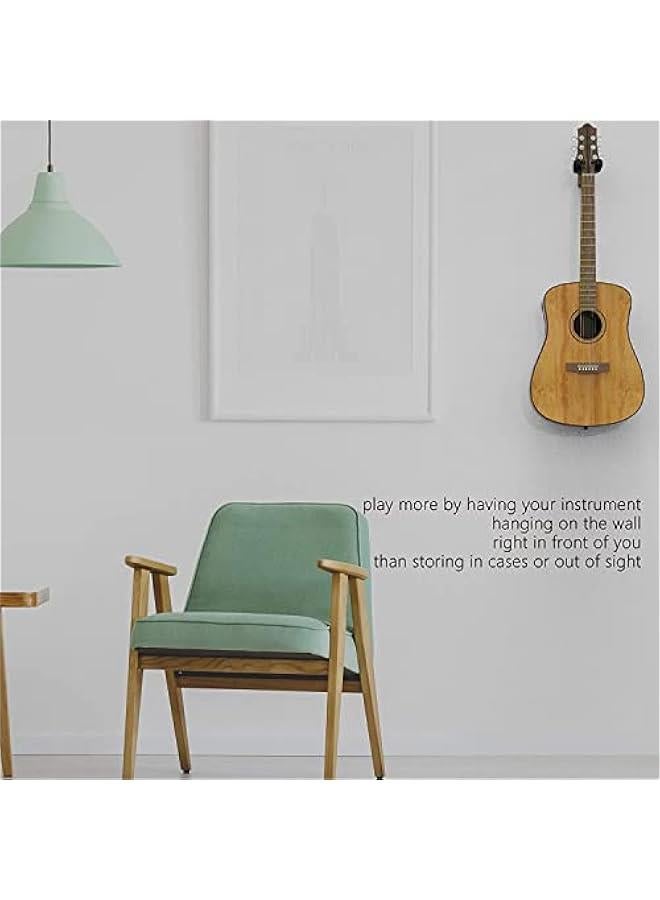 Beauenty Guitar Wall Mount Auto Lock Guitar Ukulele Wall Hanger Hard Wood Base Guitar Hook Holder Stand for Acoustic Classical Electric Bass Guitars Ukuleles Violins Safe Protection - Image 2