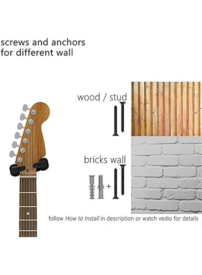 Beauenty Guitar Wall Mount Auto Lock Guitar Ukulele Wall Hanger Hard Wood Base Guitar Hook Holder Stand for Acoustic Classical Electric Bass Guitars Ukuleles Violins Safe Protection - Image 5