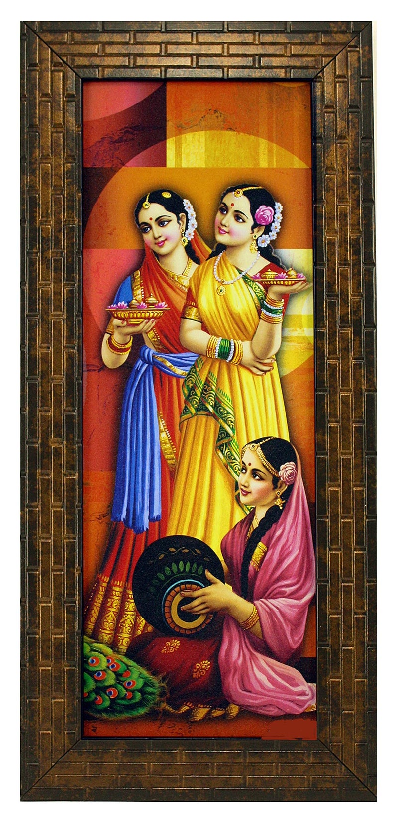 Indianara 3 PC Set of Radha Krishna Paintings (1499) Without Glass (MC2) - Image 4
