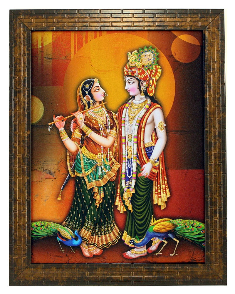 Indianara 3 PC Set of Radha Krishna Paintings (1499) Without Glass (MC2) - Image 3
