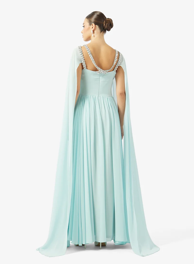 اكاديا فاشن CROSS CRYSTAL BUST DETAILS CREPE DRESS