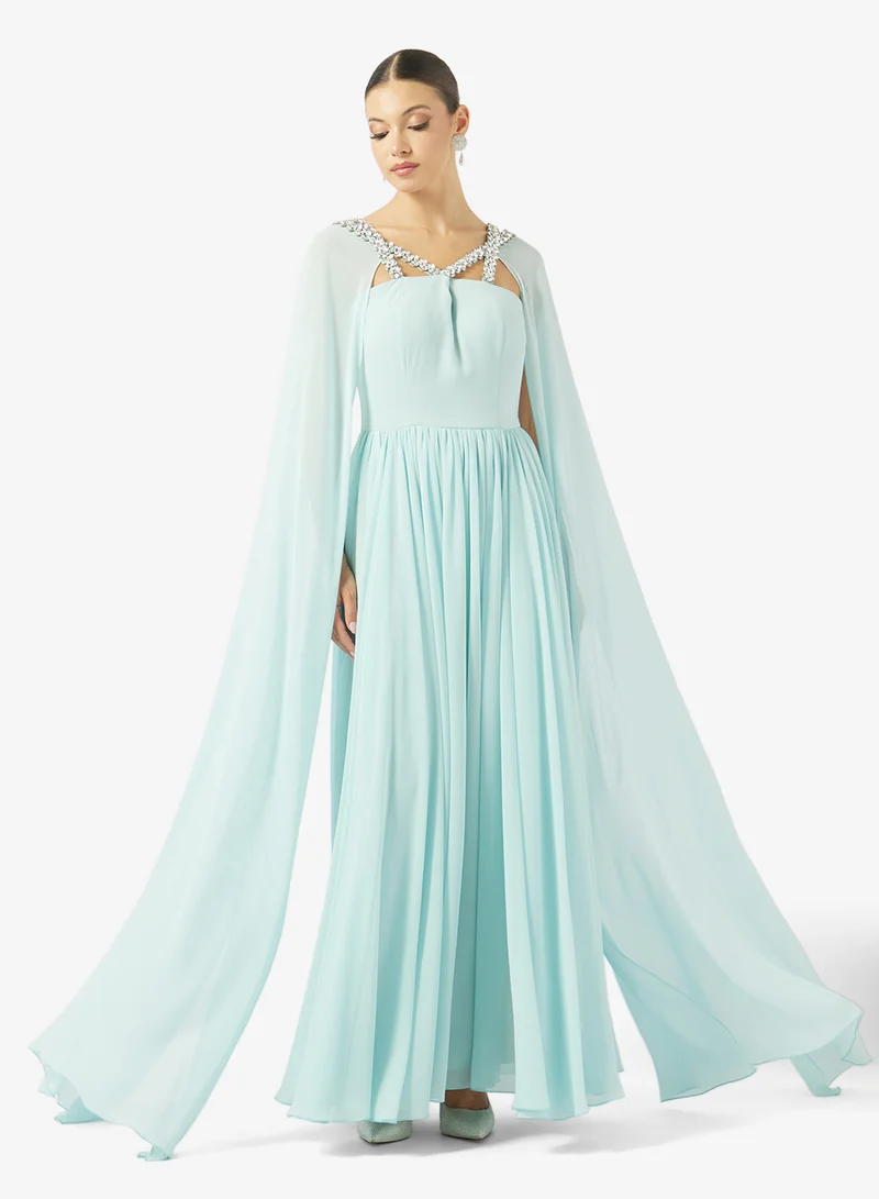اكاديا فاشن CROSS CRYSTAL BUST DETAILS CREPE DRESS