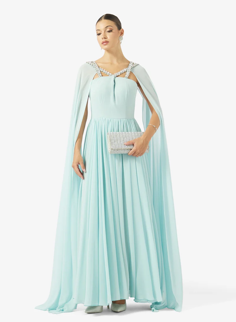 Akadia Fashion  CROSS CRYSTAL BUST DETAILS CREPE DRESS for Women | Best Price UAE
