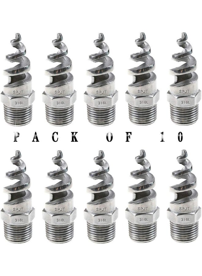 beduan 1/4" Male Spiral Cone Atomization Nozzle Stainless Steel(316) Dust Remove Atomized Sprayer For Gas Cooling, Washing, Fire Proof (Pack Of 10)  - Image 1