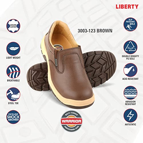 Liberty Warrior Lightweight Slip On Safety Shoes for Man | 3003-123 | Steel Toe Cap | Antislip & Water Resistant | Double Density, Antistatic & Abrasion Resistance | Black & Brown | Size 5-11 UK - Image 2