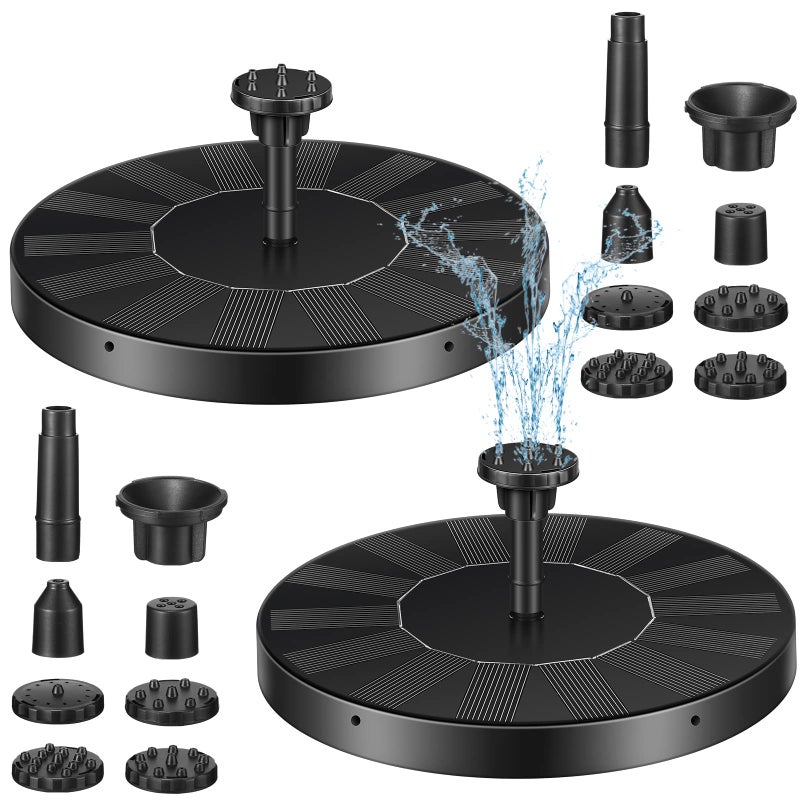 2 Packs Solar Bird Bath Fountain Pump with 6 Nozzle Solar Powered Bird Bath Floating Panel Water for Garden Fish Tank Pool63 Inch