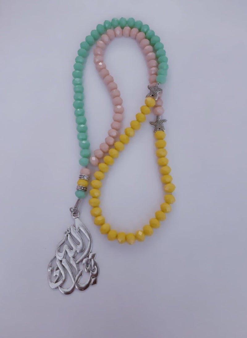 RA accessories Unisex Islamic Crystal Rosary Yellow * Pink* Mint Green With Diamond And Stars Breaks. 99Bread  - Image 1