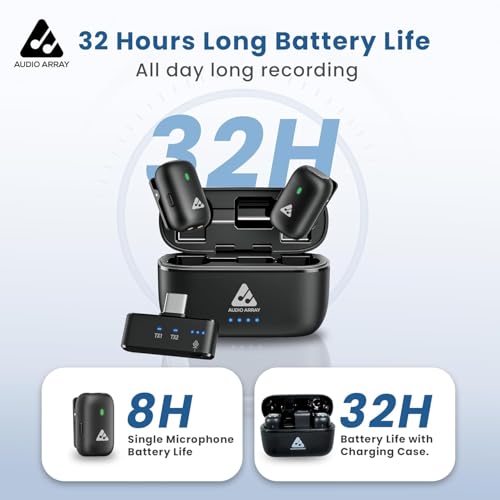 Audio Array Wireless Lavalier Mic with AI Noise Cancellation for iPhone/Android, 32h Charging case and Plug-and-Play Setup for vlogging, Streaming, Meetings, and Video Recording - Image 2