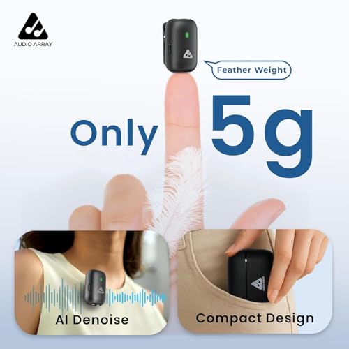 Audio Array Wireless Lavalier Mic with AI Noise Cancellation for iPhone/Android, 32h Charging case and Plug-and-Play Setup for vlogging, Streaming, Meetings, and Video Recording - Image 3