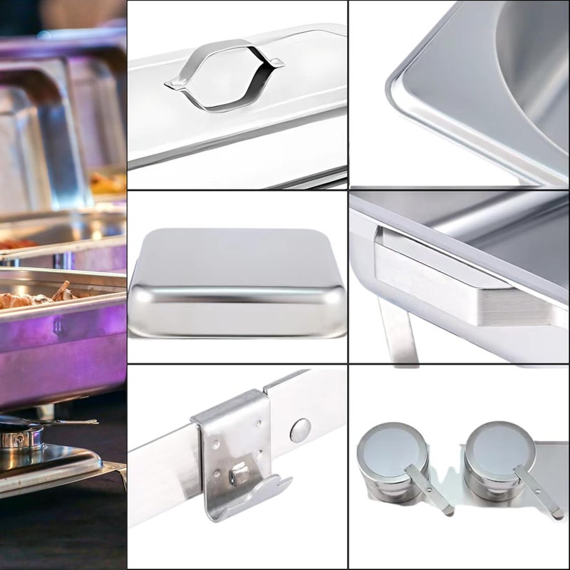 Feelings 12-litre Double Compartment Chafing Dish | Stainless Steel Food Warmer | Food Warmer with Fuel Holder | Buffet Server | Food Warmer| Warming Tray | Hot Plate | Chafer | Catering Dish | Serving Dish - Image 5