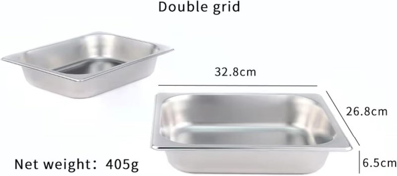 Feelings 12-litre Double Compartment Chafing Dish | Stainless Steel Food Warmer | Food Warmer with Fuel Holder | Buffet Server | Food Warmer| Warming Tray | Hot Plate | Chafer | Catering Dish | Serving Dish - Image 2