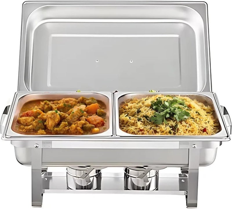 Feelings 12-litre Double Compartment Chafing Dish | Stainless Steel Food Warmer | Food Warmer with Fuel Holder | Buffet Server | Food Warmer| Warming Tray | Hot Plate | Chafer | Catering Dish | Serving Dish - Image 4
