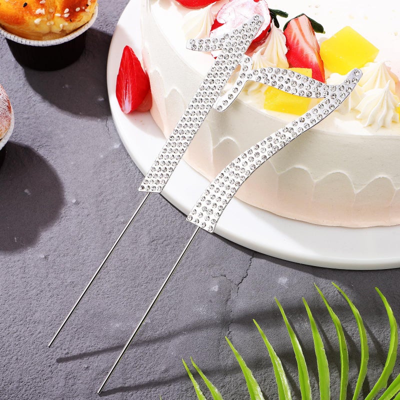 Silver Metal 17th Birthday Cake Topper with Rhinestone Party Decoration for Teen Celebration - Image 5