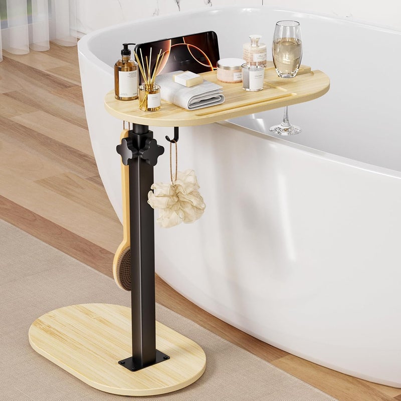 Sunnacate Bamboo Bathtub Table with Adjustable Height, Freestanding Bath Tray Caddy Board Tub Organizer, House Warming Gift, New Home, Anniversary Wedding Gifts, Bridal Shower Gift for Women - Image 1