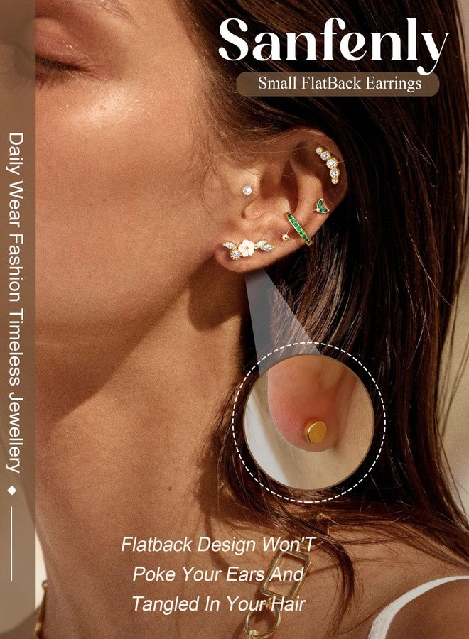 Sanfenly 16 Gauge Cartilage Earrings for Women Flat Back Earrings Hypoallergenic Surgical Stainless Steel Earring Stacks for Multiple Piercing Flatback Stud Hoop Cartilage Earring Set Helix Conch Tragus Daith Piercing Jewelry Gold 12 PCS（Single) - Image 3