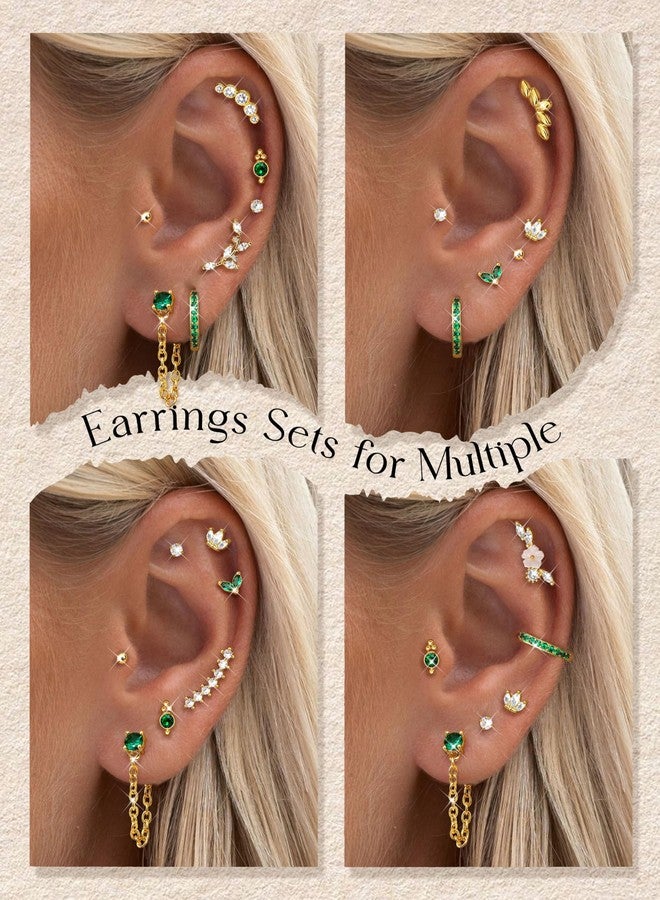 Sanfenly 16 Gauge Cartilage Earrings for Women Flat Back Earrings Hypoallergenic Surgical Stainless Steel Earring Stacks for Multiple Piercing Flatback Stud Hoop Cartilage Earring Set Helix Conch Tragus Daith Piercing Jewelry Gold 12 PCS（Single) - Image 5