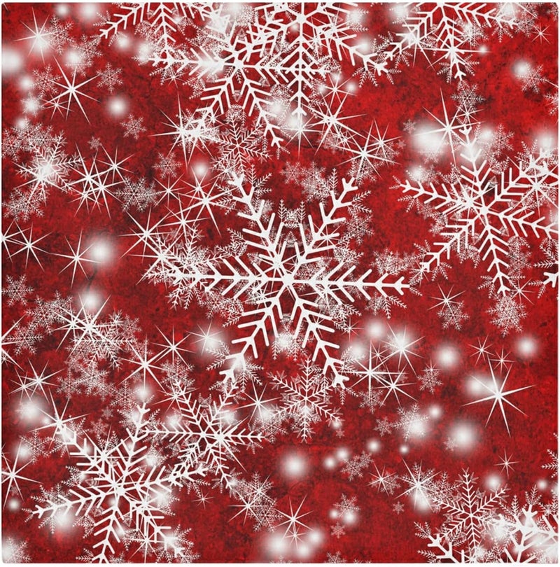 senya Christmas Cloth Napkin Christmas Background with Snowflakes Red Cloth Napkin Set of 6 Washable Reusable Polyester Table Napkins for Family Dinner Party Holiday - Image 2