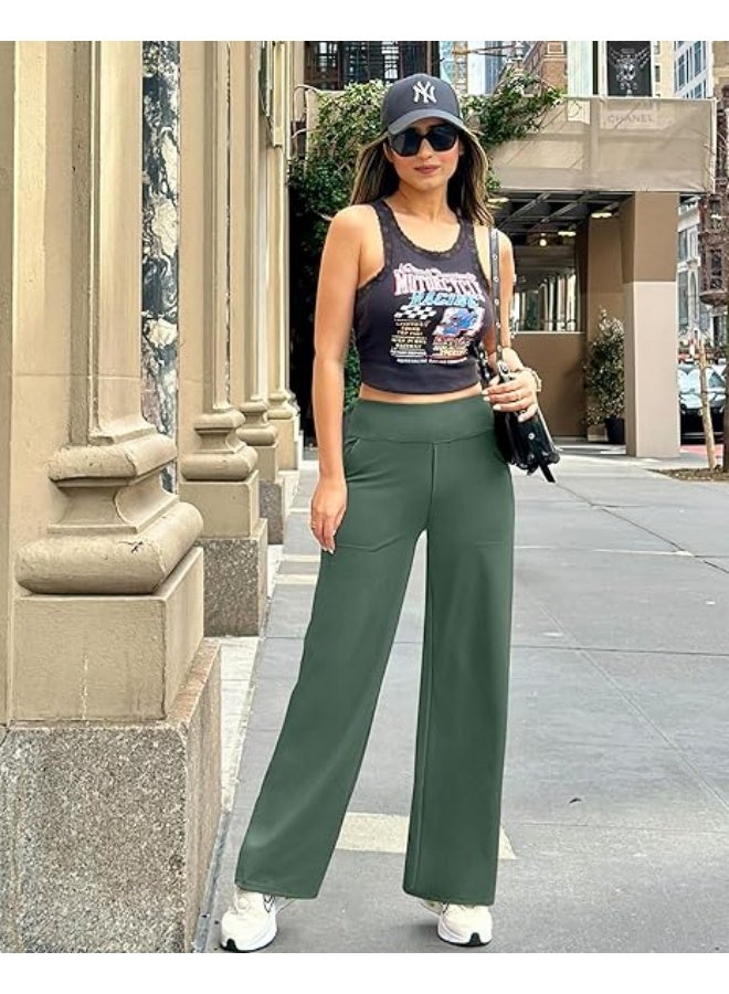 NIBEMINENT Yoga Pants Women Wide Leg Pants with Pockets High Waist Stretch Dress Casual Sweatpants Petite/Regular/Tall - Image 5