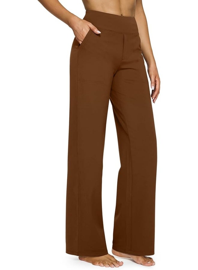 NIBEMINENT Yoga Pants Women Wide Leg Pants with Pockets High Waist Stretch Dress Casual Sweatpants Petite/Regular/Tall - Image 1