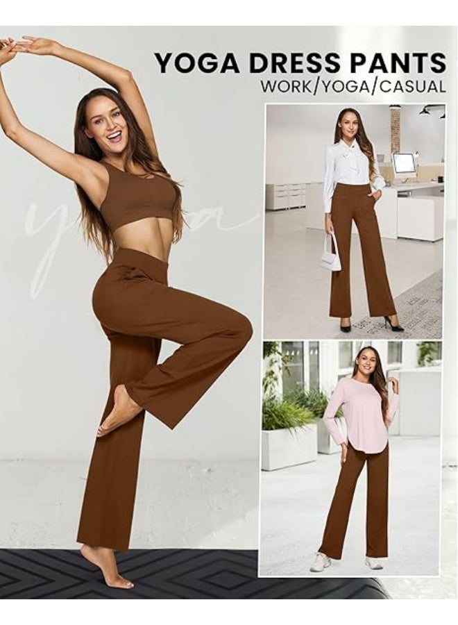 NIBEMINENT Yoga Pants Women Wide Leg Pants with Pockets High Waist Stretch Dress Casual Sweatpants Petite/Regular/Tall - Image 3