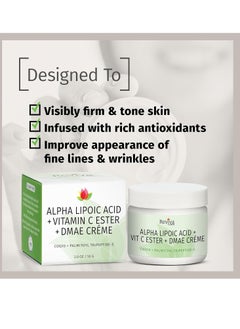 Reviva Labs Reviva Labs DMAE Cream with Alpha Lipoic Acid, Vitamin C Ester - DMAE Lift and Firm Cream for Neck and Face - Skin Firming and Moisturizing Cream  - Image 2