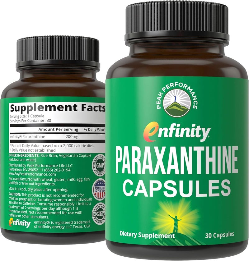 Peak Performance Paraxanthine Capsules for Clean Jitter Free Energy Enfinity Paraxanthine Supplement Known for Focus Concentration and Productivity Plus Great for A Pre Workout for Men  Women Nootropic Pills - Image 1