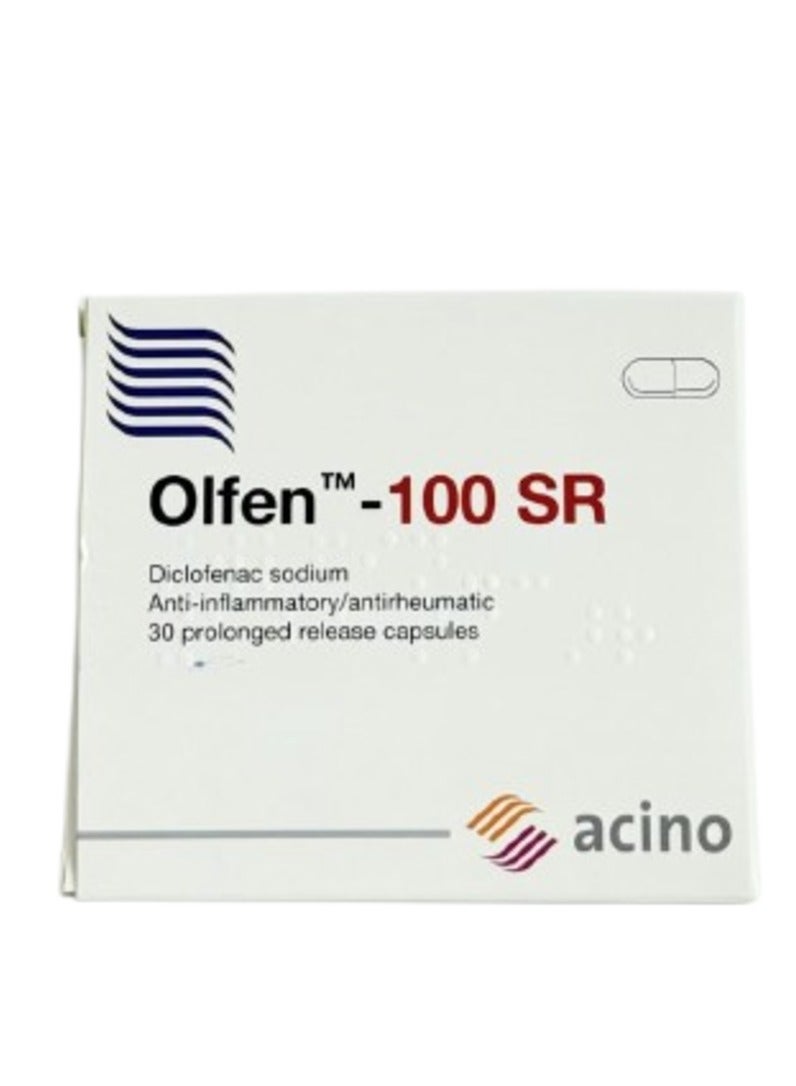 Olfen SR 100mg  Capsules 10's – Diclofenac Sodium Sustained Release Formula, Long Lasting Anti Inflammatory & Pain Relief Capsules