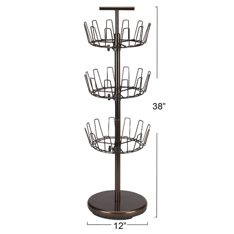 Household Essentials 2138 Three-Tier Adjustable Revolving Shoe Rack | Bronze - Image 3