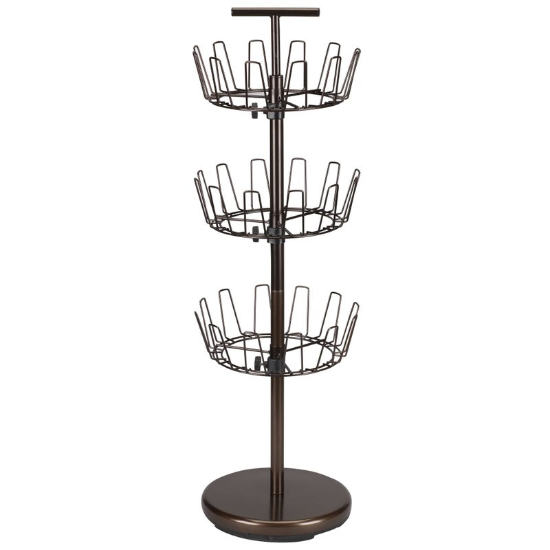 Household Essentials 2138 Three-Tier Adjustable Revolving Shoe Rack | Bronze - Image 1