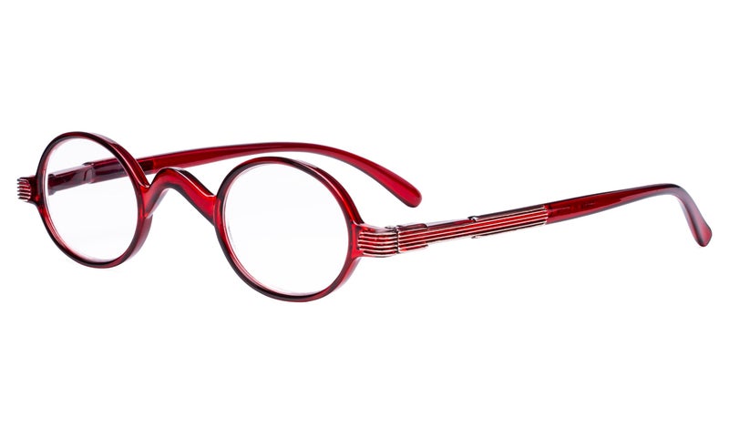 Eyekepper Small Oval Round Reading Glasses Vintage Mini Reader Eyeglasses for Men Women Reading with Spring Hinges Red Frame +0.50 - Image 1