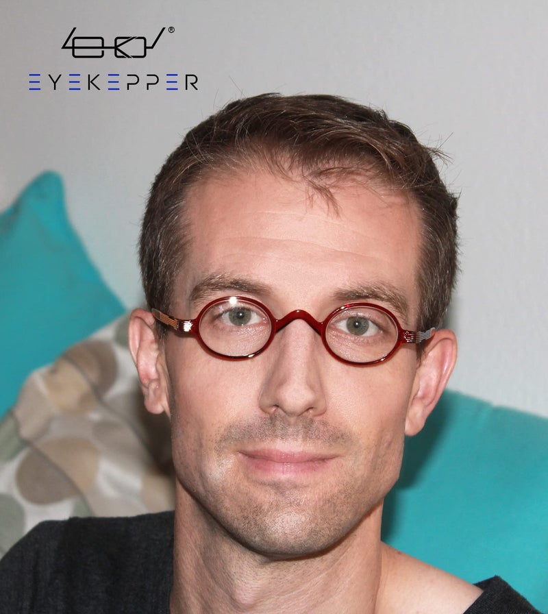 Eyekepper Small Oval Round Reading Glasses Vintage Mini Reader Eyeglasses for Men Women Reading with Spring Hinges Red Frame +0.50 - Image 2