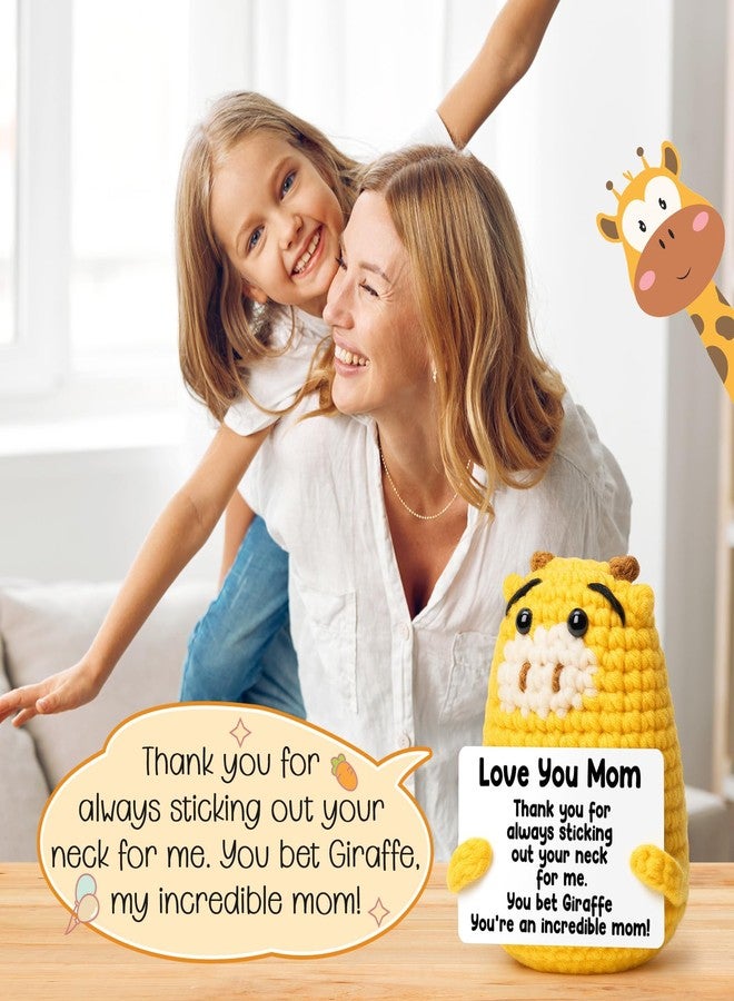 CryCarrot Mothers Day Mom Gifts from Daughter Son - Love You Mum, Handmade Crochet Giraffe Birthday Gift for Moms Mama Mommy Bonus Stepmom, Best Mom Ever Gifts for Birthday Emotional Cute Decor - Image 4