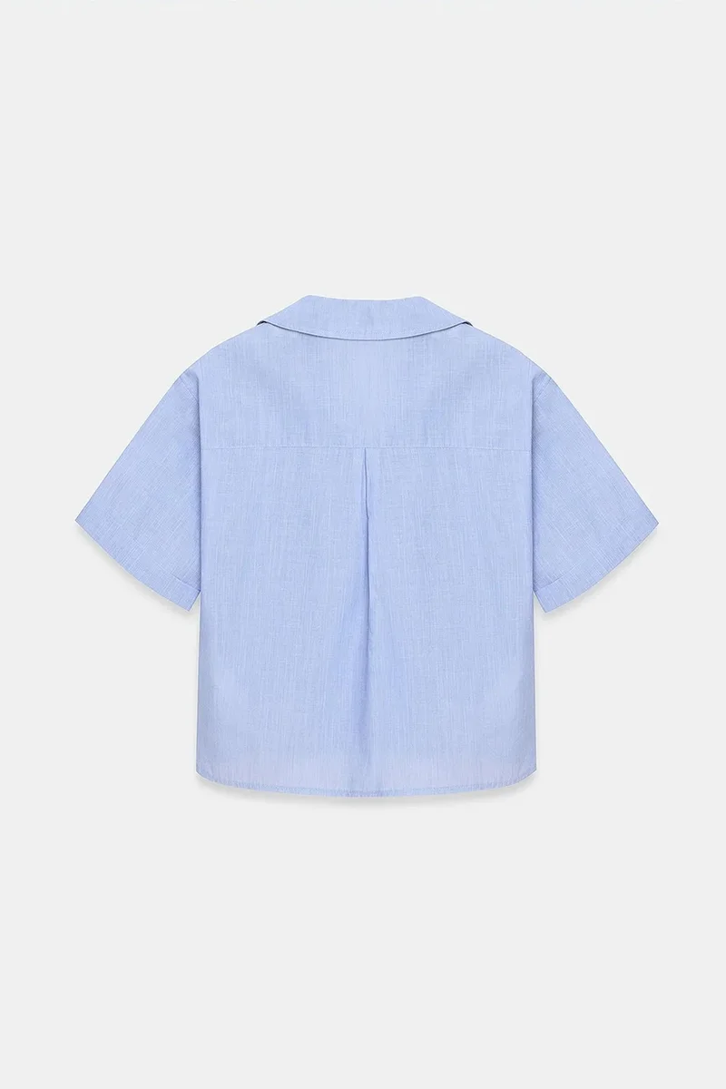 Dilvin Baby Blue DILVIN Women's Cotton Poplin Crop Shirt for Women | Best Price UAE