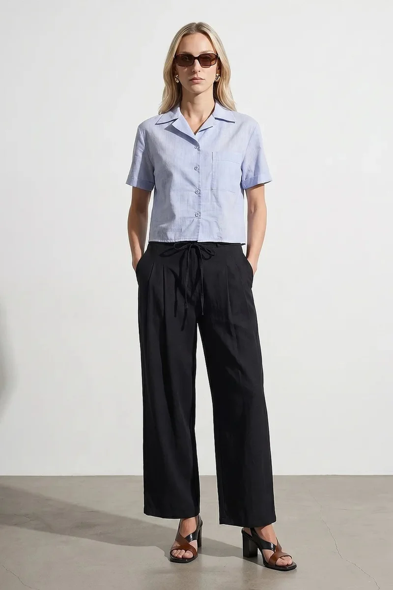 Dilvin Baby Blue DILVIN Women's Cotton Poplin Crop Shirt for Women | Best Price UAE