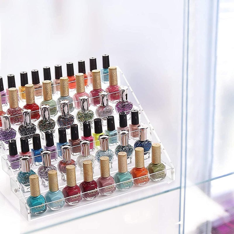 GOTOTOP Clear Nail Polish Display Stand, 6 Layers of Clear Plastic for Nail Polish, Cosmetic Organizer for Home Beauty Salon 31 x 26.5 x 21.3 cm Long term storage compatible - Image 1
