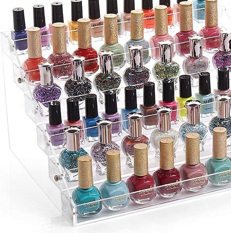 GOTOTOP Clear Nail Polish Display Stand, 6 Layers of Clear Plastic for Nail Polish, Cosmetic Organizer for Home Beauty Salon 31 x 26.5 x 21.3 cm Long term storage compatible - Image 5