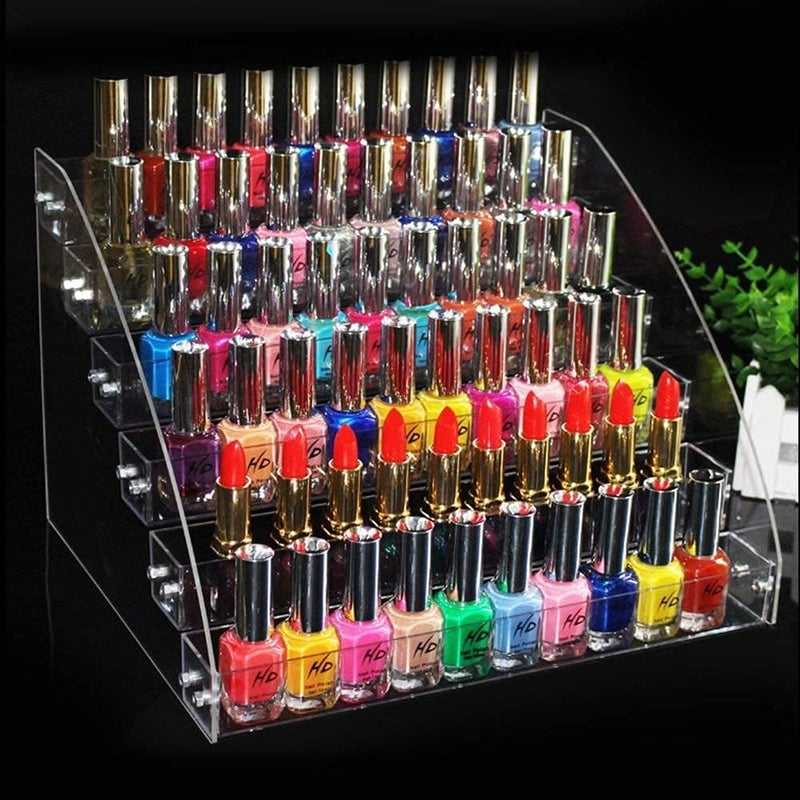 GOTOTOP Clear Nail Polish Display Stand, 6 Layers of Clear Plastic for Nail Polish, Cosmetic Organizer for Home Beauty Salon 31 x 26.5 x 21.3 cm Long term storage compatible - Image 3