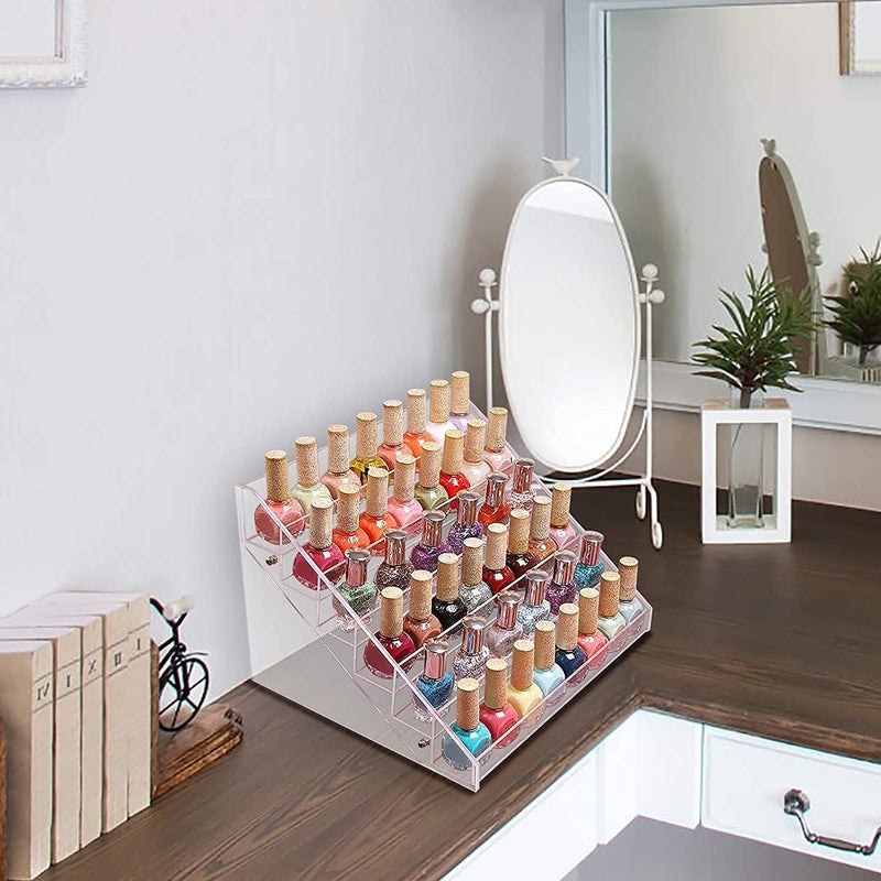 GOTOTOP Clear Nail Polish Display Stand, 6 Layers of Clear Plastic for Nail Polish, Cosmetic Organizer for Home Beauty Salon 31 x 26.5 x 21.3 cm Long term storage compatible - Image 2