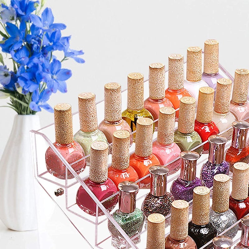 GOTOTOP Clear Nail Polish Display Stand, 6 Layers of Clear Plastic for Nail Polish, Cosmetic Organizer for Home Beauty Salon 31 x 26.5 x 21.3 cm Long term storage compatible - Image 4