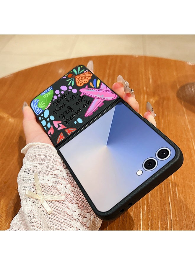 Wffo Compatible with Samsung Galaxy Z Flip 7 Case [Compatible with MagSafe] - Leather Texture Phone Case - Cartoon Airplane Pattern Phone Case - Personalized Graffiti Phone Case - Magnetic Phone Case - TPU Shockproof Protective Case - Black - Image 2