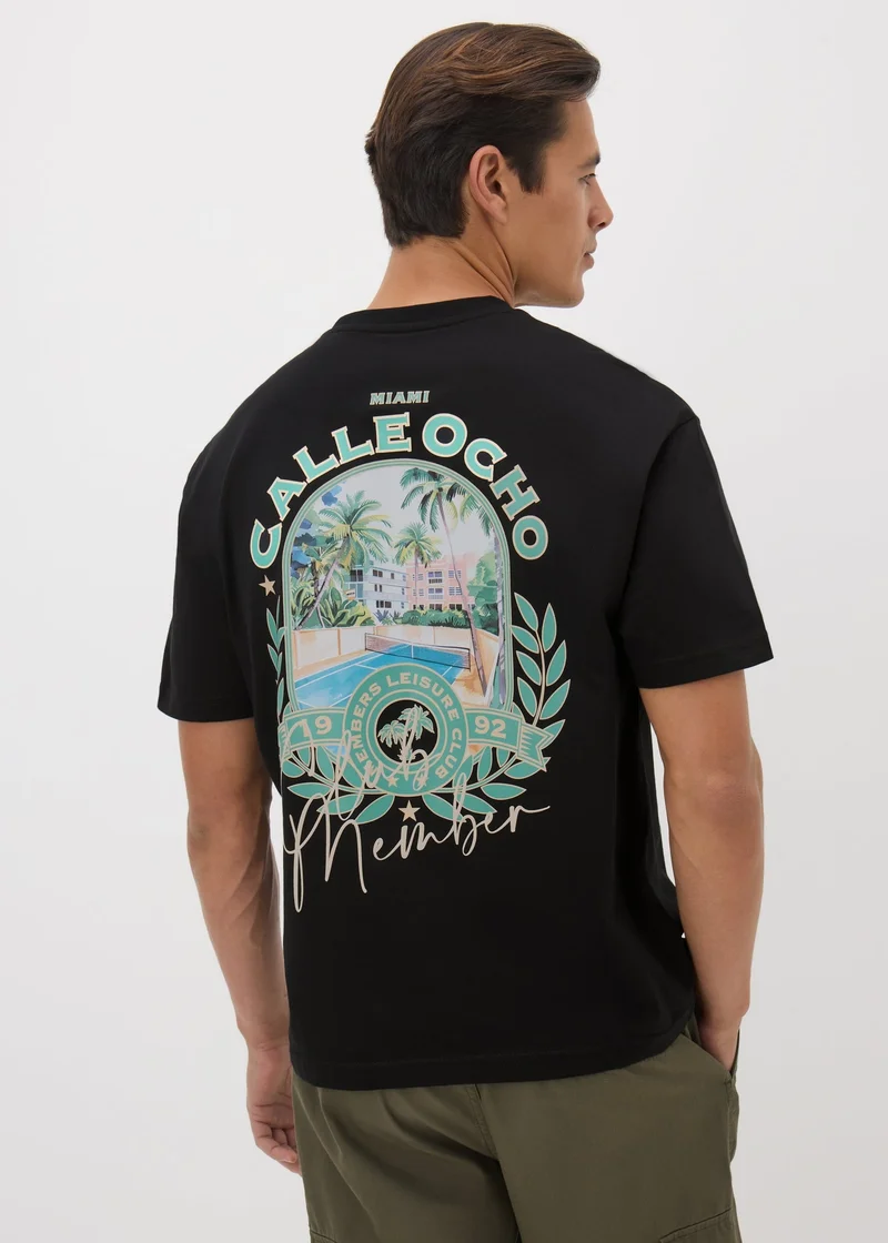 Matalan Black Miami Tennis T- Shirt
