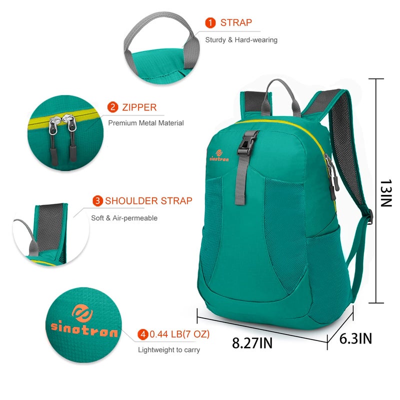 sinotron Lightweight Packable Backpack,Small Foldable Hiking Backpack Day Pack for Travel Camping Outdoor Vacation(Green) - Image 2