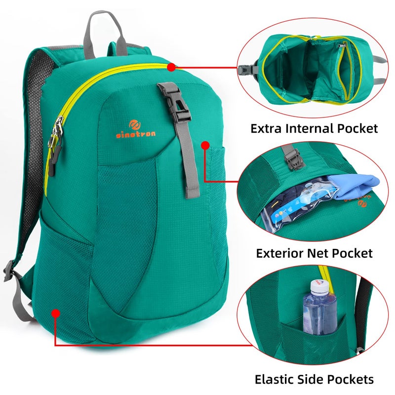 sinotron Lightweight Packable Backpack,Small Foldable Hiking Backpack Day Pack for Travel Camping Outdoor Vacation(Green) - Image 3